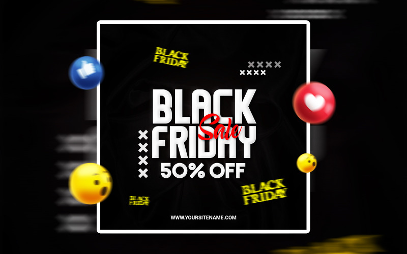 Black Friday Social Media Promotional PSD Ads Banner Template Corporate Identity