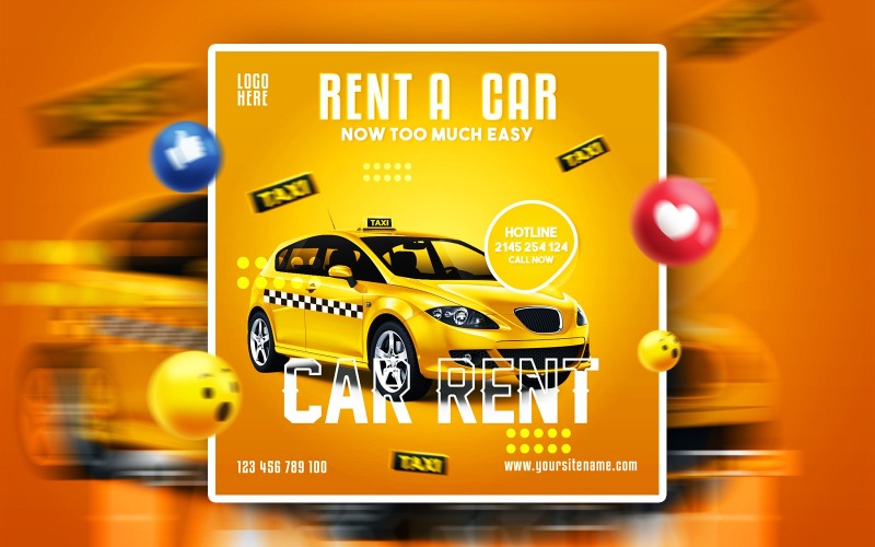 Car Rent Social Media Promotional PSD Ads Banner Template Corporate Identity