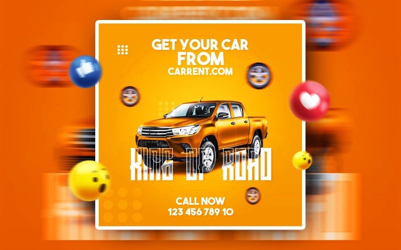 Car Rent Social Media Promotional PSD Ads Banner Corporate Identity