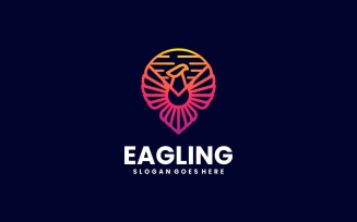 Eagle Line Art Gradient Logo Template
