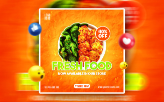 Fresh Food Social Media Promotional PSD Ads Banner Template