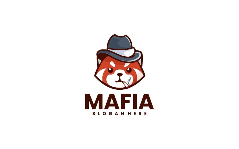 Mafia Red Panda Cartoon Logo Logo Template