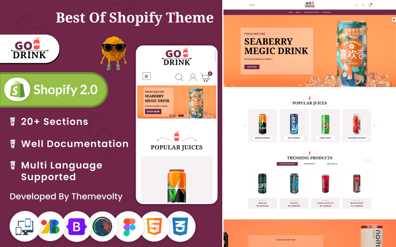 Go Drink - Mega Drinks Shopify 2.0 Responsive theme Shopify Theme