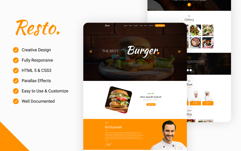 Resto - Food and Restaurant HTML Template Landing Page Template