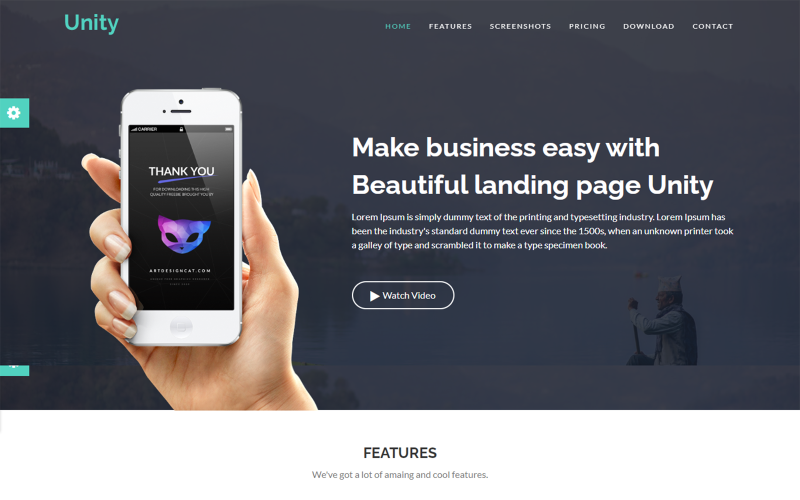 Unity App Landing Page HTML5 Template Landing Page Template