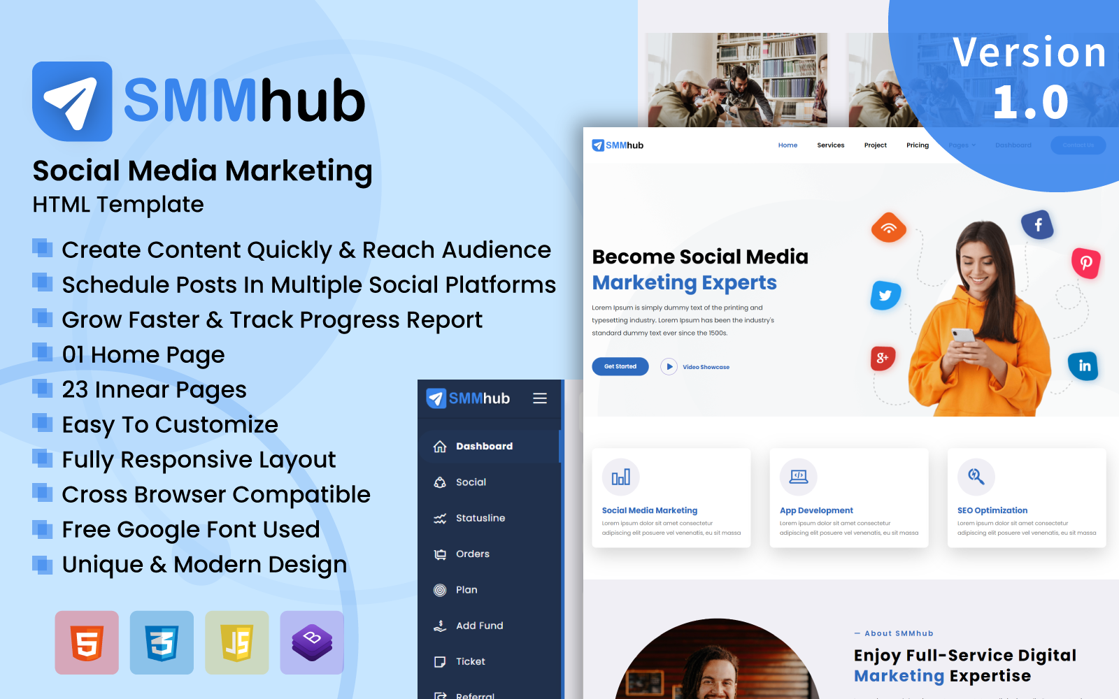 SMMhub - Social Media Marketing HTML Template