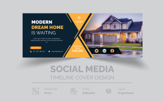 Modern Dream Home Is Waiting Yellow Black Stylish Social Media Timeline Cover