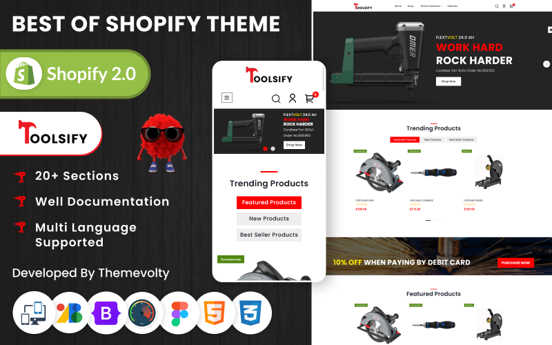 Toolsify Megastore –Tools and Machine Shopify 2.0 Responsive Template Shopify Theme