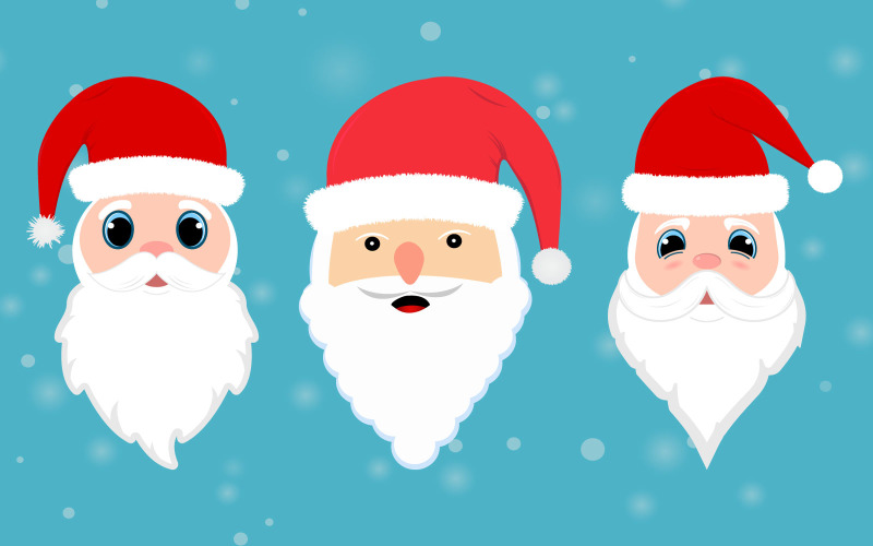 Christmas Cute Santa Face with Snowfall Illustration