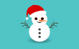 Christmas Cute Snowman Blue Background