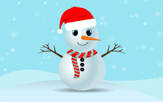 Christmas Cute Snowman with Santa Hat