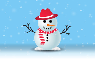 Christmas Cute Snowman with Snowfall