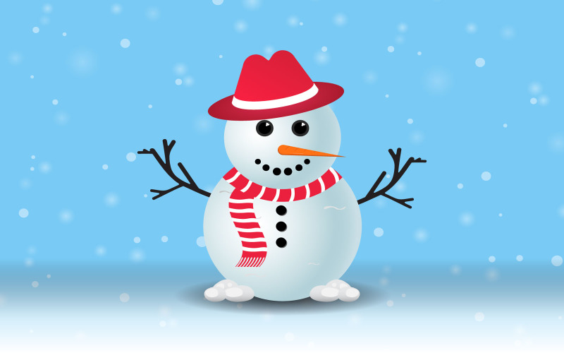 Christmas Cute Snowman with Snowfall Illustration