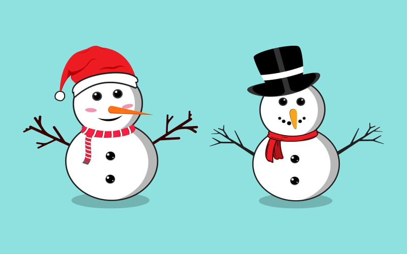 Christmas Flat Snowman Vector with Hat Illustration