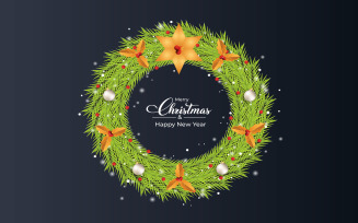 Christmas Green Wreath with White Balls