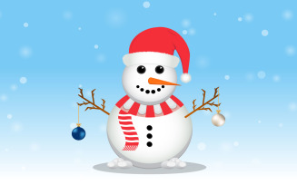 Christmas Happy Snowman with Xmas Ball