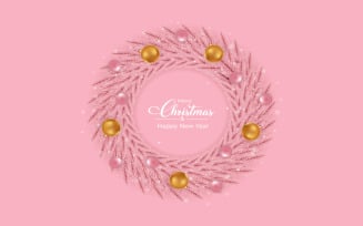 Christmas Pink Wreath with Golden Ball
