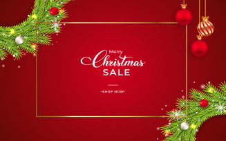 Christmas Sales Banner with Red Balls