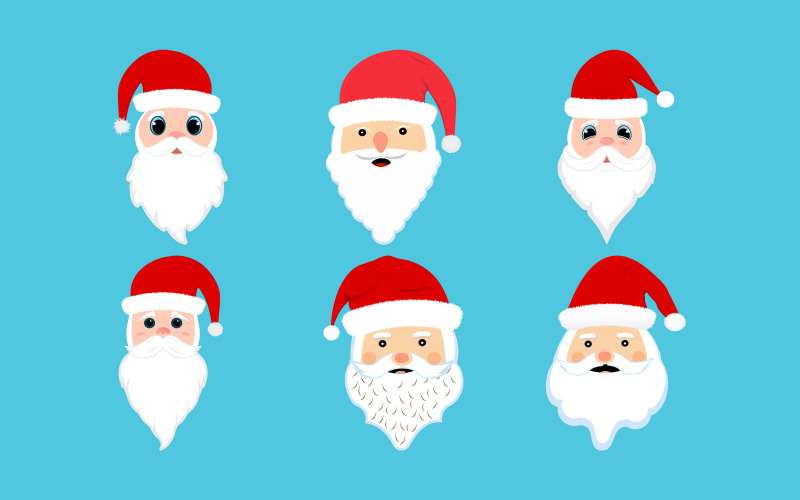 Christmas Santa Face Vector Collection Illustration
