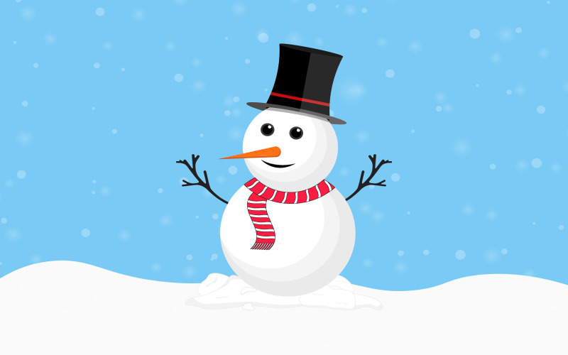 Christmas Snowman Snow Fall Background Illustration