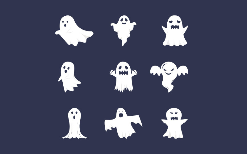Halloween Ghost Set on a Dark Background Illustration