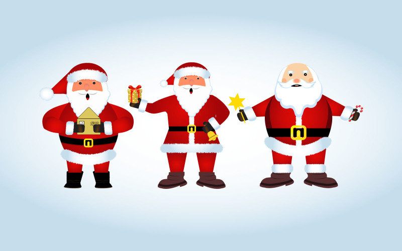 Set Vector Design of Three Santa Claus Illustration