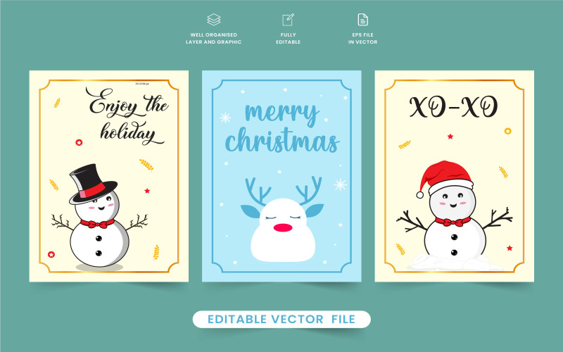 Xmas greeting card collection vector Illustration