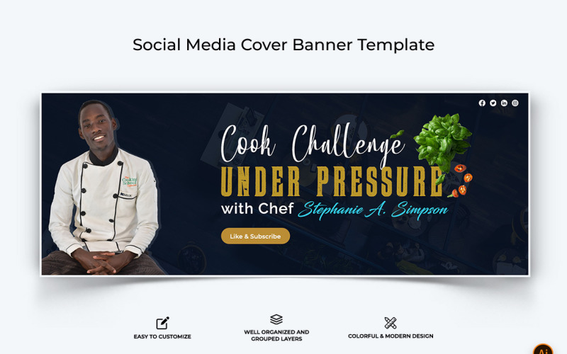 Chef Cooking Facebook Cover Banner Design-02 Social Media
