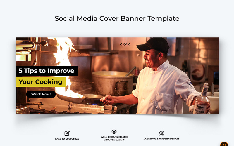 Chef Cooking Facebook Cover Banner Design-03 Social Media