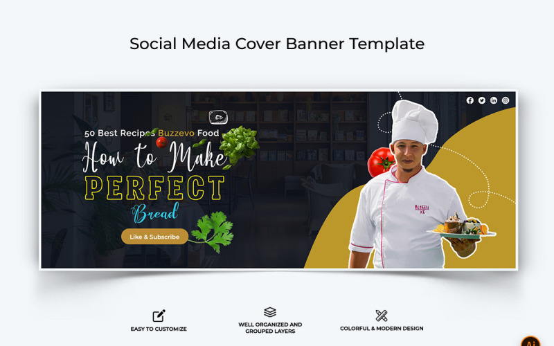 Chef Cooking Facebook Cover Banner Design-04 Social Media