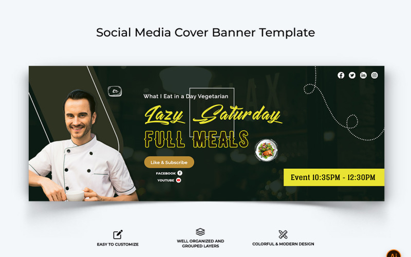 Chef Cooking Facebook Cover Banner Design-06 Social Media