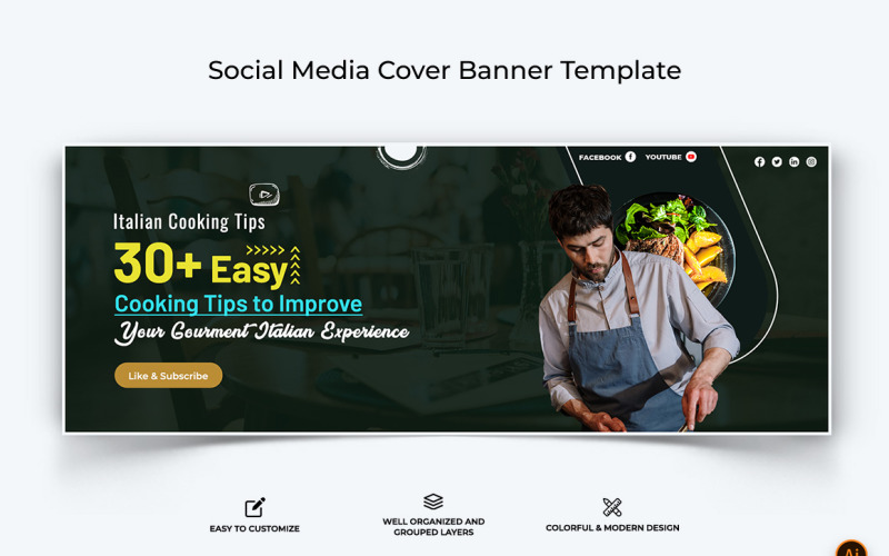 Chef Cooking Facebook Cover Banner Design-08 Social Media