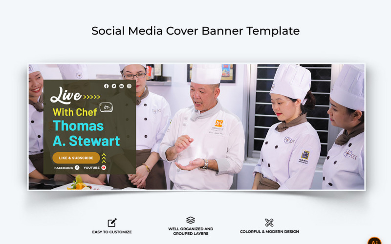 Chef Cooking Facebook Cover Banner Design-09 Social Media
