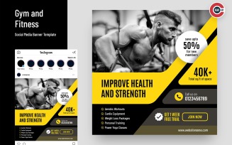 Gym and Fitness Social Media Banner Template - 00296