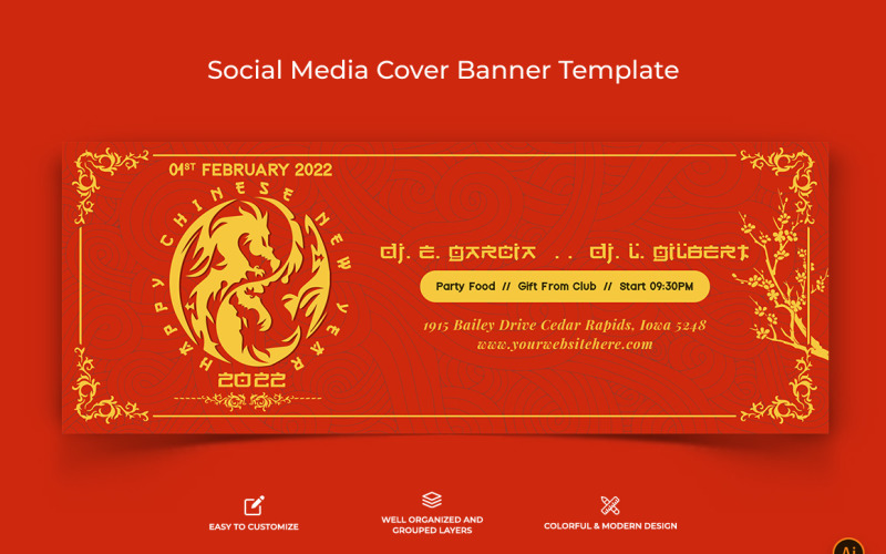 Chinese NewYear Facebook Cover Banner Design-03 Social Media