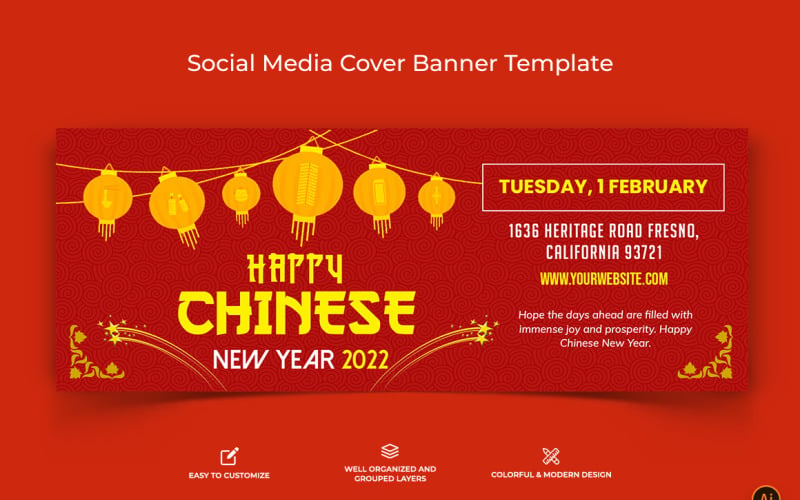 Chinese NewYear Facebook Cover Banner Design-13 Social Media
