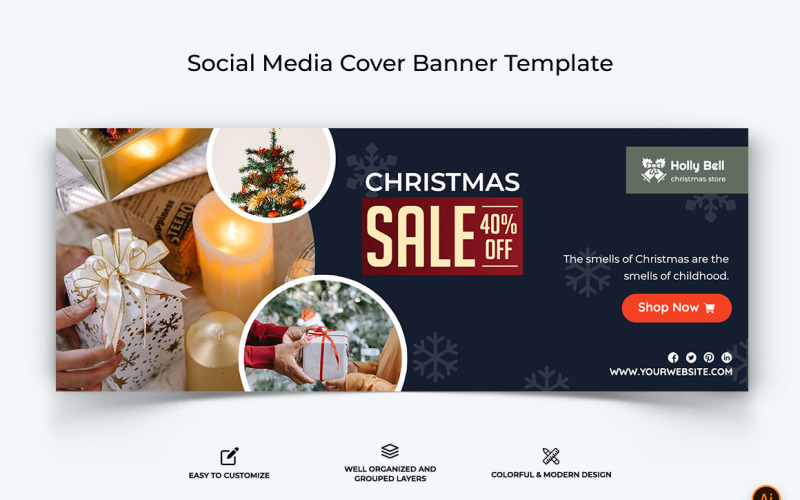 Christmas Sale Facebook Cover Banner Design-05 Social Media