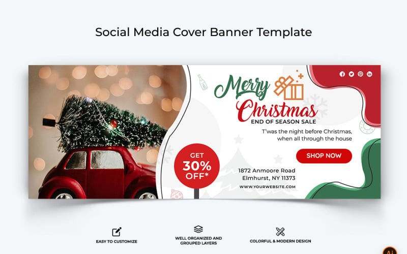 Christmas Sale Facebook Cover Banner Design-11 Social Media