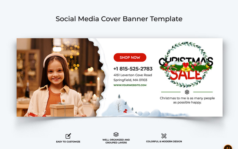 Christmas Sale Facebook Cover Banner Design-13 Social Media
