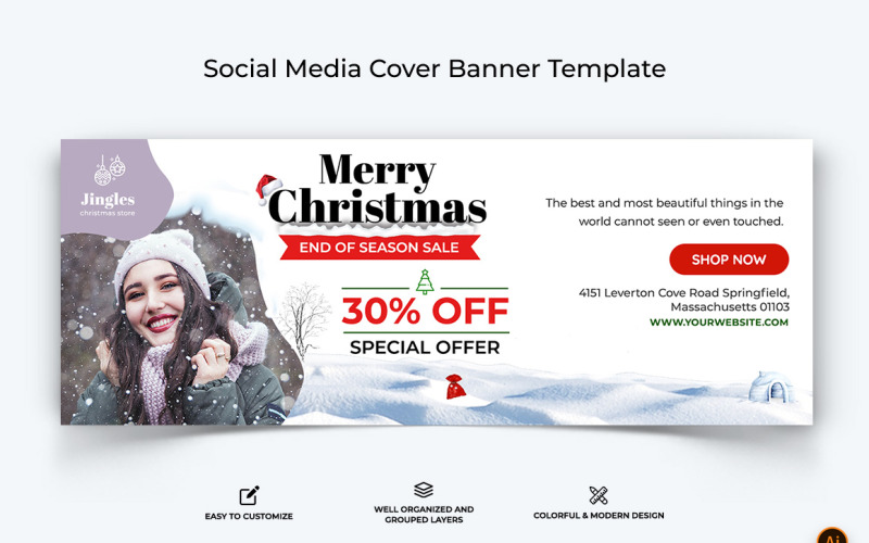 Christmas Sale Facebook Cover Banner Design-14 Social Media