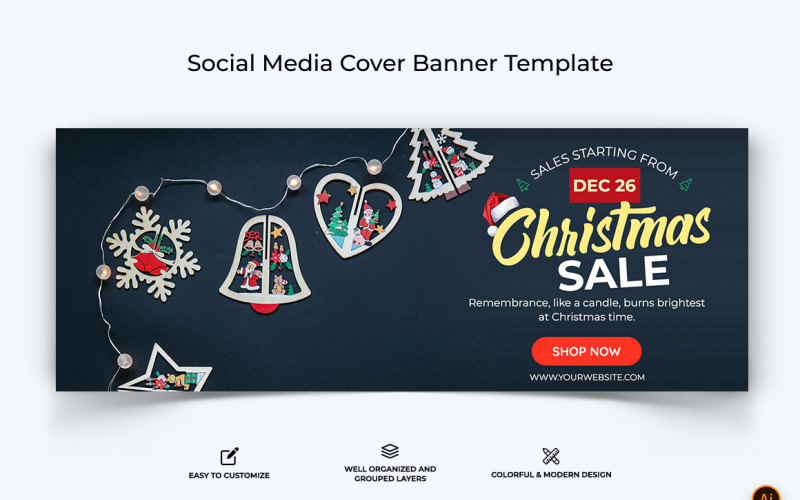 Christmas Sale Facebook Cover Banner Design-15 Social Media