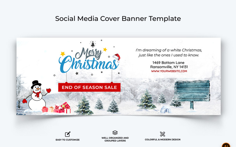 Christmas Sale Facebook Cover Banner Design-16 Social Media