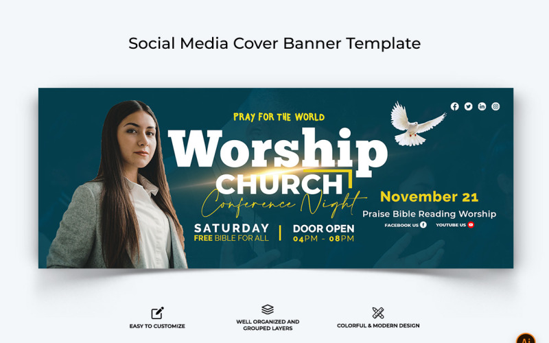 Church Speech Facebook Cover Banner Design-09 Social Media