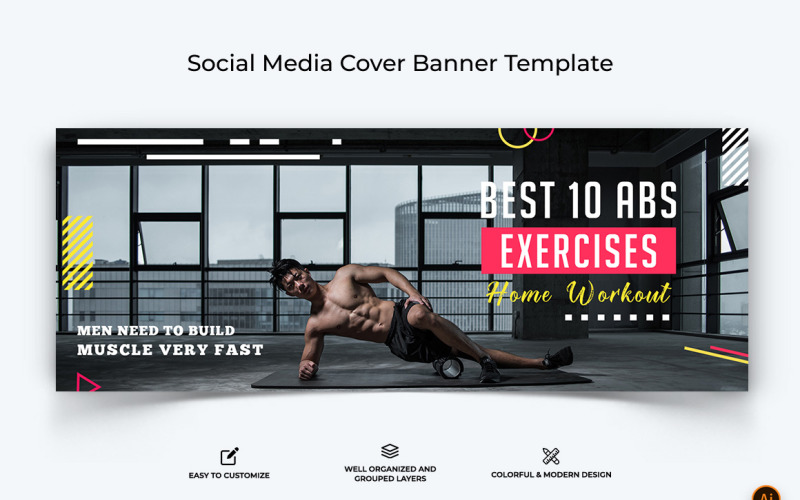 Gym and Fitness Facebook Cover Banner Design-02 Social Media