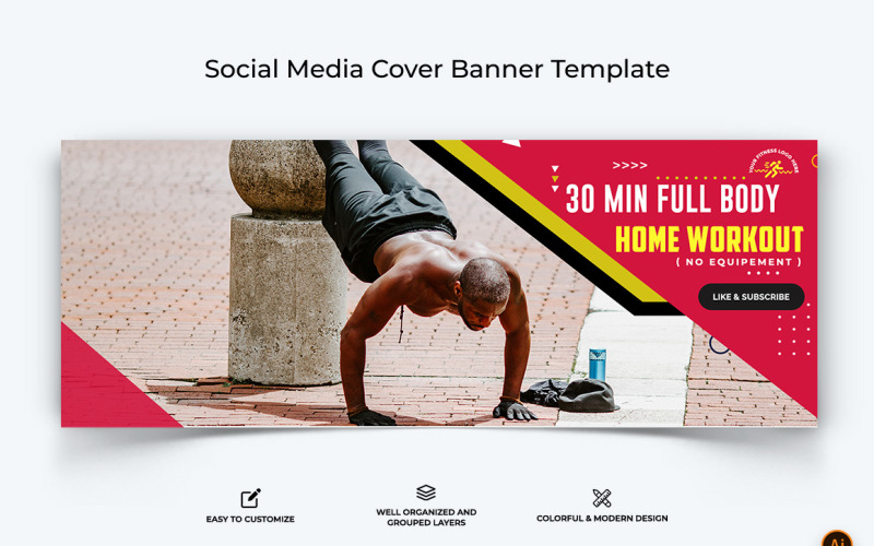 Gym and Fitness Facebook Cover Banner Design-09 Social Media