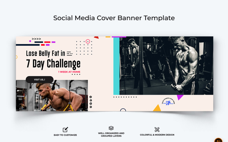 Gym and Fitness Facebook Cover Banner Design-11 Social Media