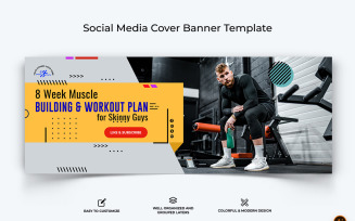 Gym and Fitness Facebook Cover Banner Design-16
