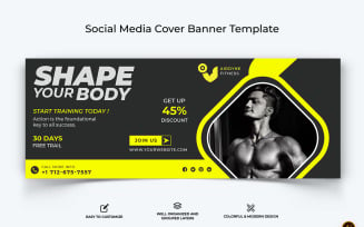 Gym and Fitness Facebook Cover Banner Design-21