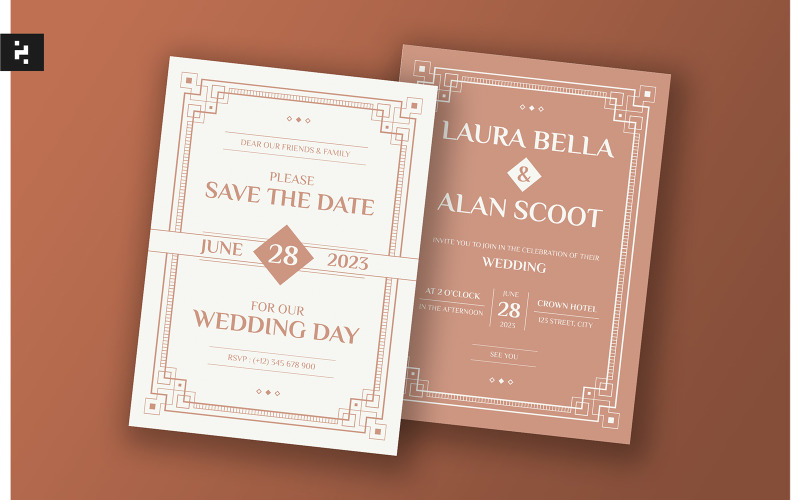 Art Deco Wedding Invitation Template Corporate Identity