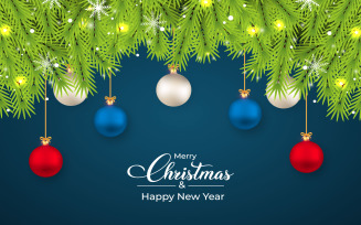 Christmas Banner with Decoration Balls vector